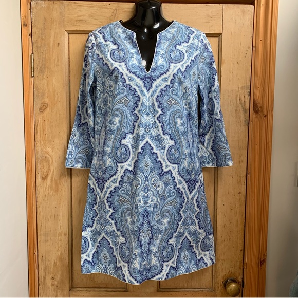 Zara Dresses & Skirts - Zara woman blue paisley kaftan dress size small NEW